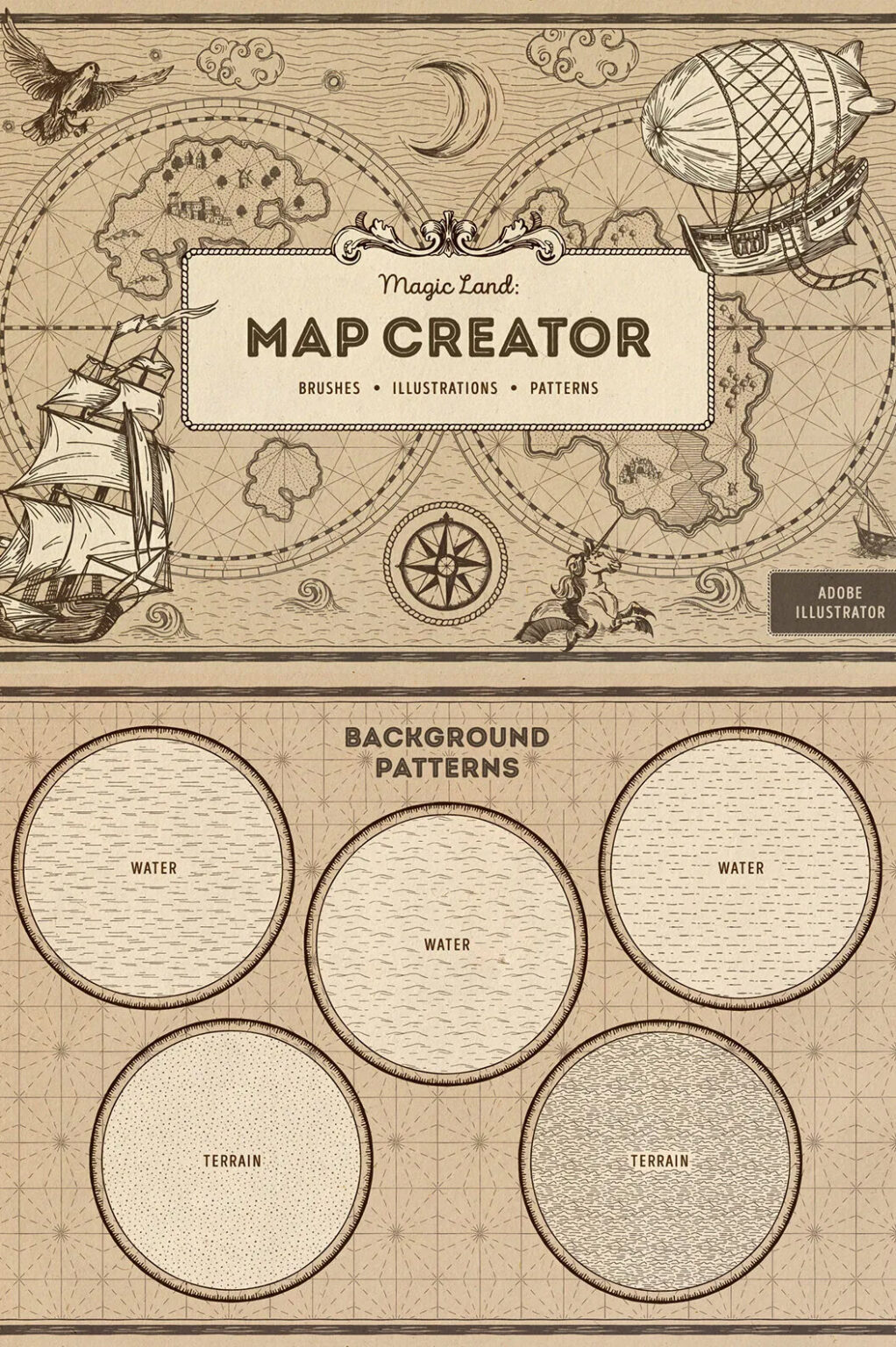 Magic Lands - Vintage Map Creator Graphics - Siteoutsite