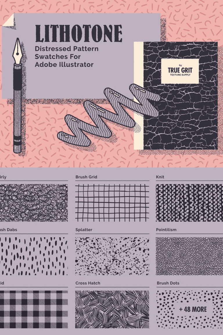 Lithotone Distressed Patterns Swatches For Illustrator Graphics ...
