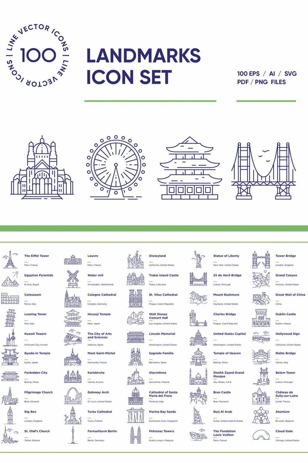 Landmarks Icon Set Graphics - Siteoutsite