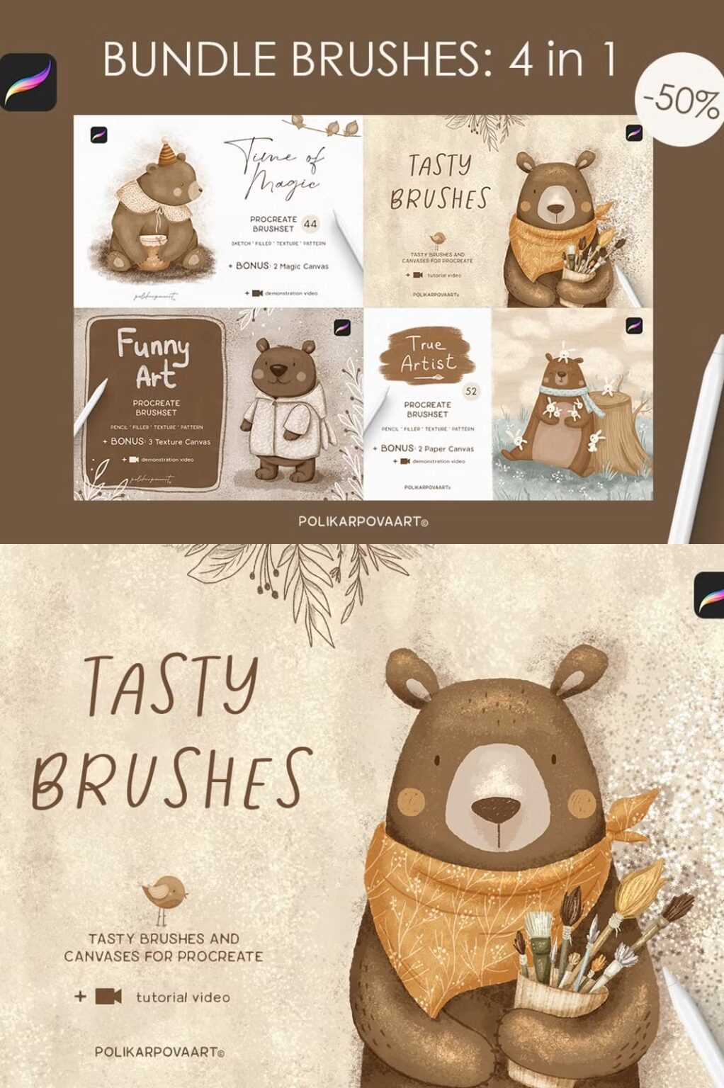 Bundle Brushes & Canvases Procreate - Siteoutsite